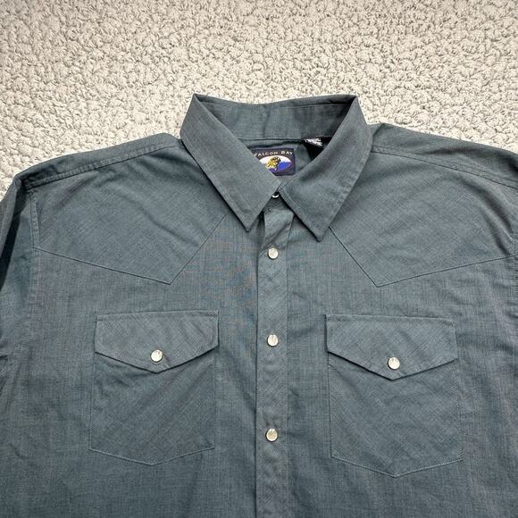 Vintage Falcon Bay Pearl Snap Shirt Mens XXL Evergreen Western Long Sleeve - Picture 3 of 10